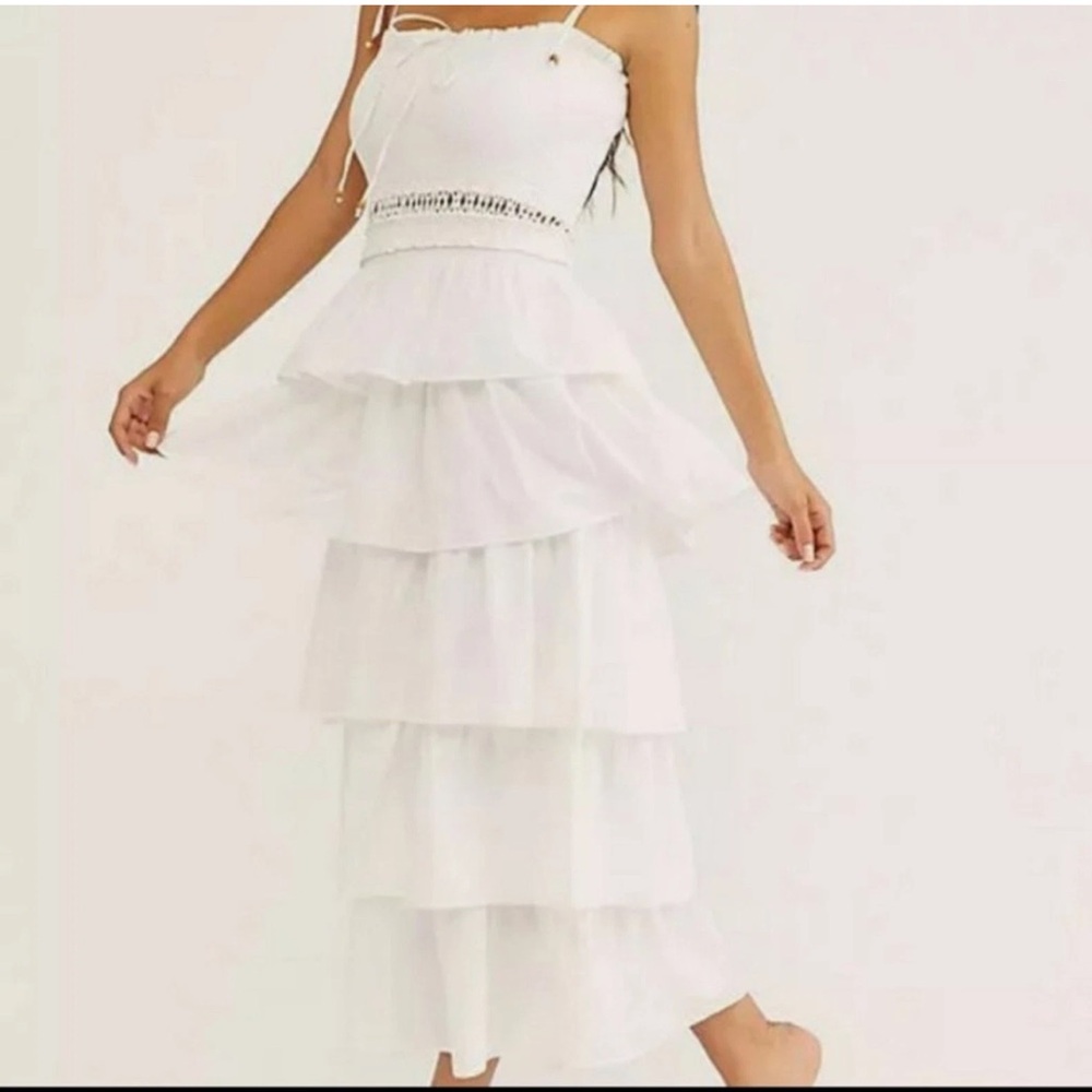 FREE PEOPLE SUNSET DANCING DRESS WHITE DRESS - Picture 5 of 5